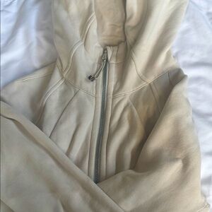 Lululemon athletic zip up tight color-bone Women's Cream Hooded Jacket